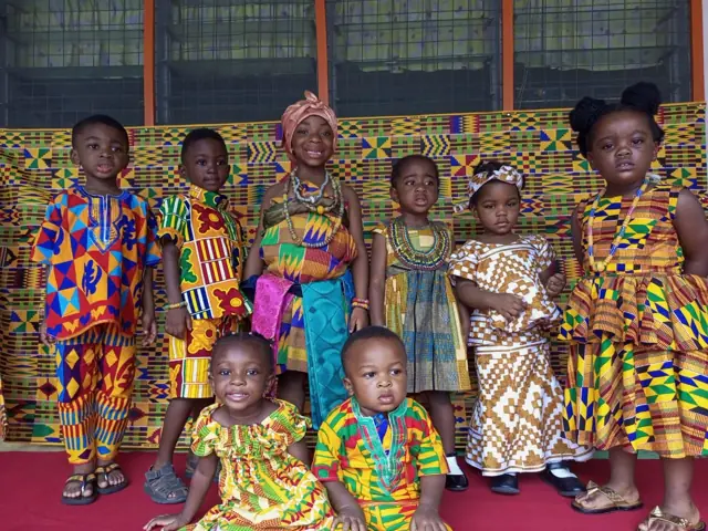 Children dressed in kente for Cultural Day