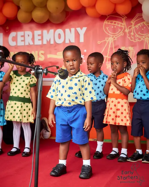 A pupil speaking at the graduation ceremony